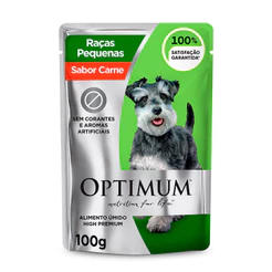 Ração Úmida Optimum Sachê Para Cães Adultos Raças Pequenas e Mini Sabor Carne 100g