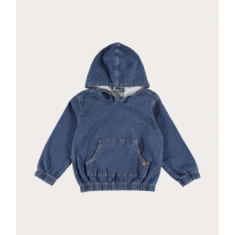 Blusão Infantil Unissex Bolso Canguru Em Jeans Malwee Kids em Oferta na Shopee