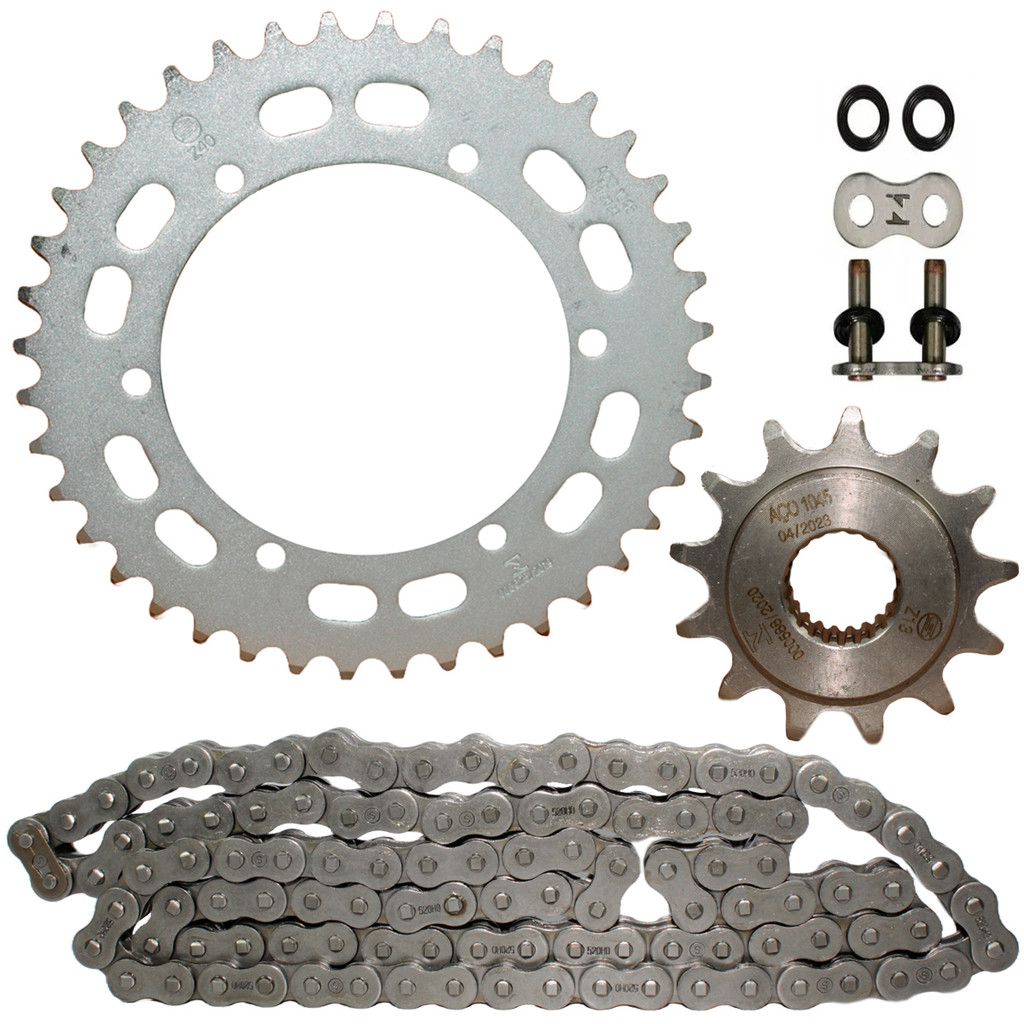 Kit relação transmissão tração XTZ250 Lander 2009 em diante XTZ250 Tenere 2011 em diante XTZ250X Motard com retentor