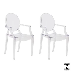Kit 2 Cadeiras Louis Ghost Transparente Policarbonato Sala Cozinha Jantar