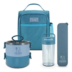 Conjunto Bolsa Térmica Pote Marmita Porta Talheres e Garrafa 430ml - Jacki Design