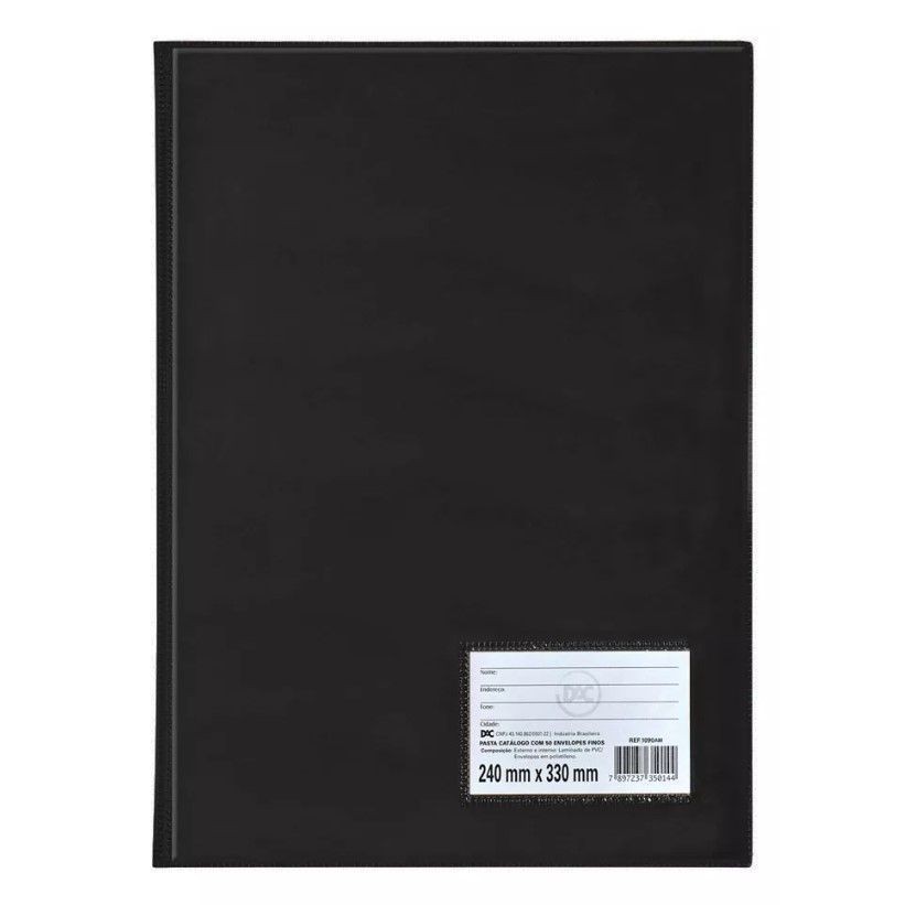 Pasta Catálogo Com 10 Envelopes Finos Preta Dac