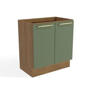 Balcão de Cozinha Modulado Botanic M623 c/ 2 Portas 80cm Nogueira/Verde Oliva - Kappesberg em Oferta na Shopee