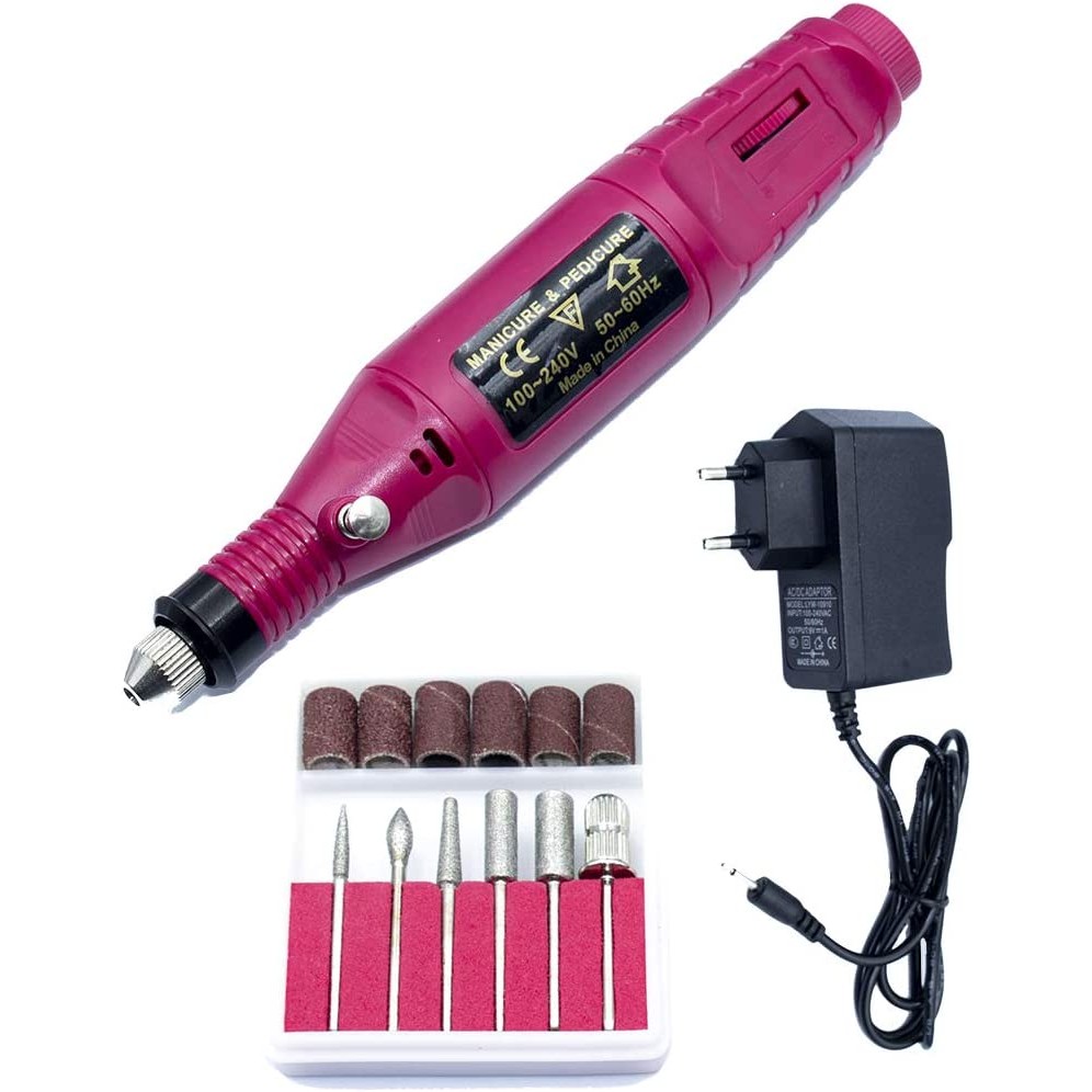 Lixa para Unha De Pe Mão Eletrica Portatil Esfoliador Pedicure ROSA