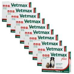 Kit 10 Vetmax Plus 700mg Vermífugo Vetnil - 4 Comprimidos