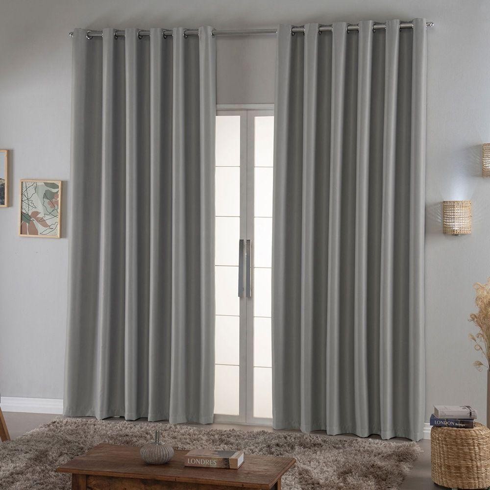 Cortina Requinte Blackout 2,70m X 2,50m Prata - Home & Living