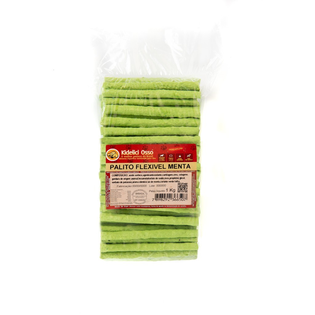 Palito Flexível - Kidelici Osso - Sabor Menta - 1 Kg