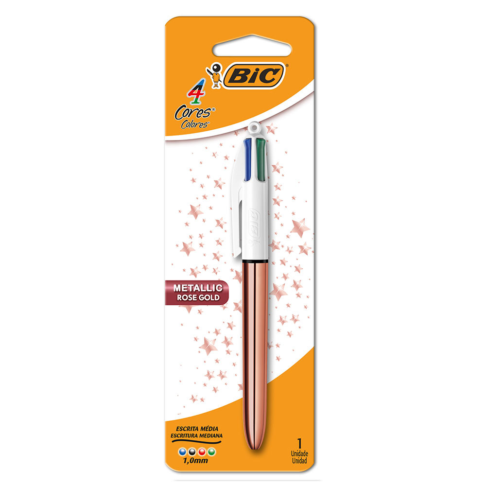 Caneta esferográfica 1.0 retrátil Rose Gold 4 cores Bic - Stationery