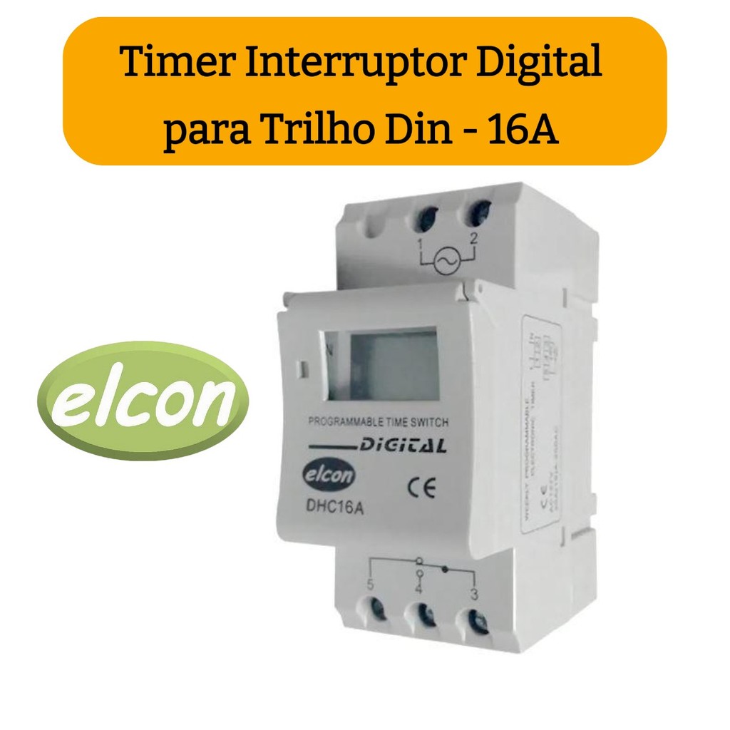 Timer Temporizador Interruptor Digital DHC Para Trilho Din Elcon