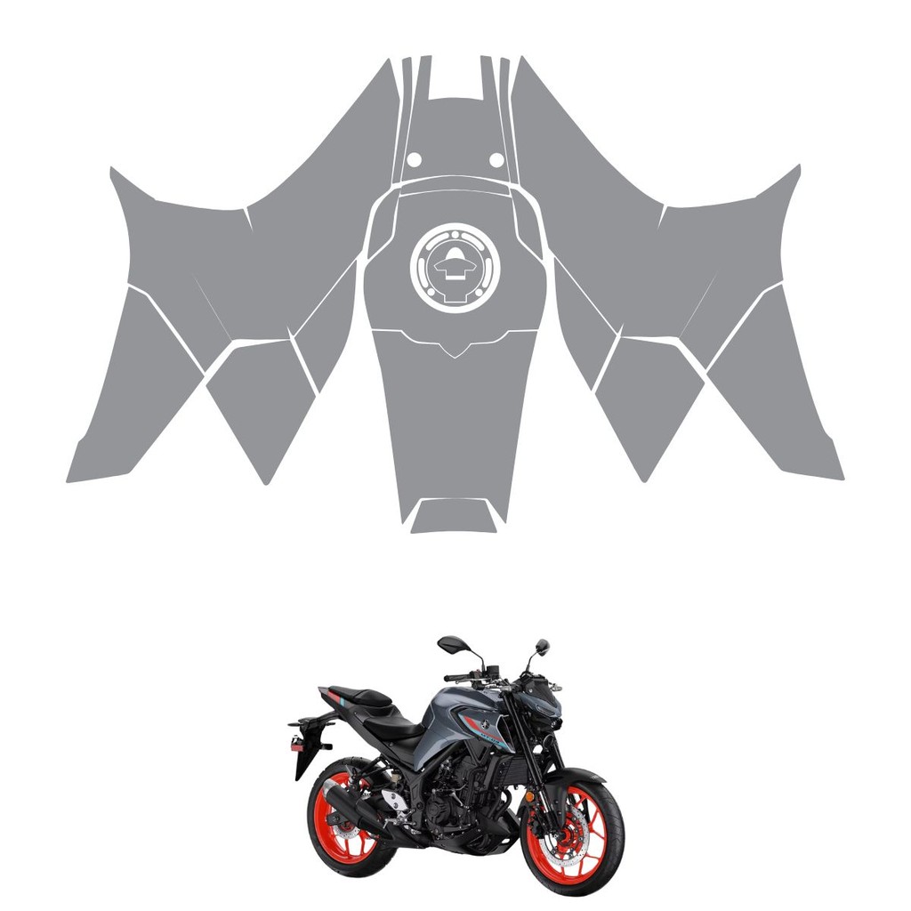 Película PPF Proteção Kit Tanque Moto Yamaha MT-03 2021 2022 2023 2024 2025 Transparente TPU Anti Risco