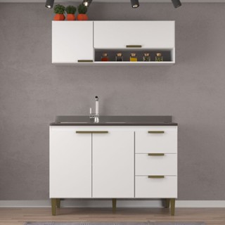 Cozinha Compacta Carol 4 Portas 3 Gavetas Branco - Jcarvalho em Oferta na Shopee