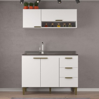Cozinha Compacta Carol 4 Portas 3 Gavetas Branco - Jcarvalho