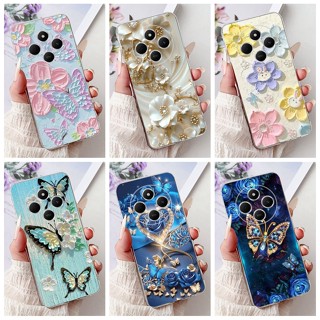 Para Xiaomi Poco C75 2024 Caso Redmi 14C Capa De Silicone Moda Flor Transparente Embalagem Macia 4G 14R Pára-Choques em Oferta na Shopee