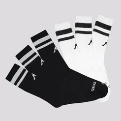Kit Meia Kappa 6 Pares Sport Cano Alto Preta e Branca