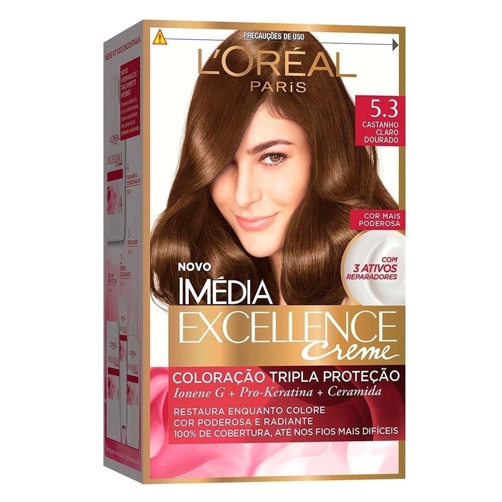 Tintura Imédia Excellence 5.3 Castanho Claro Dourado 47g em Oferta na Shopee