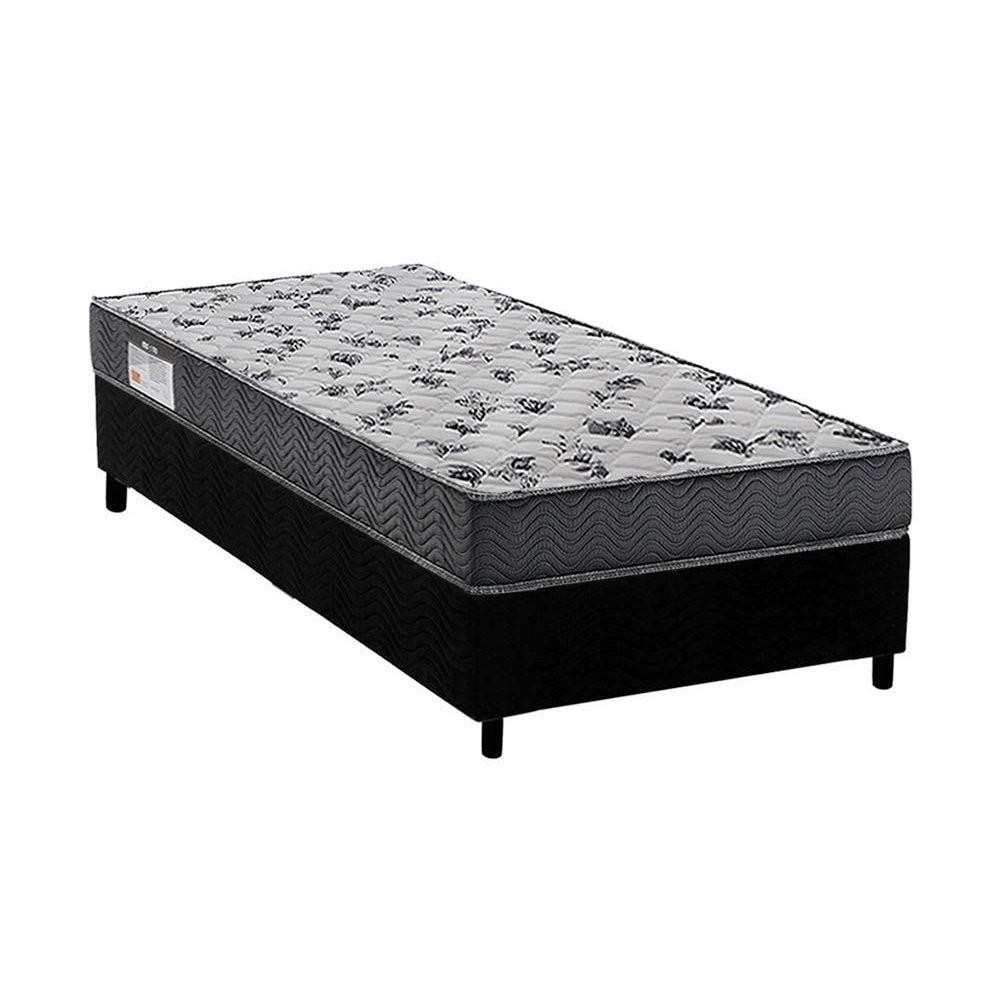 Conjunto Box Solteiro: Colchão Anatômico Ortobom D33/ Fort Tech ISO 100 + Base CRC Suede Black(88x188) - Home & Living