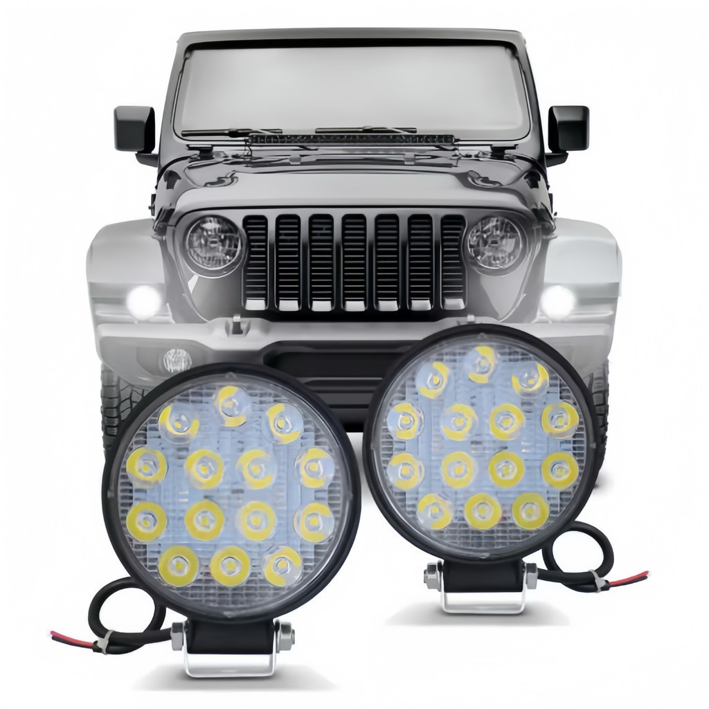 Kit 2 Farol Milha 14 Leds 42w 12v/24v Redondo Off-road 6000k su — imagem 2 de 2