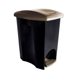 Lixeira de Plástico com Pedal Plasútil Ecoblack Preta e Dourada 7L em Oferta na Shopee