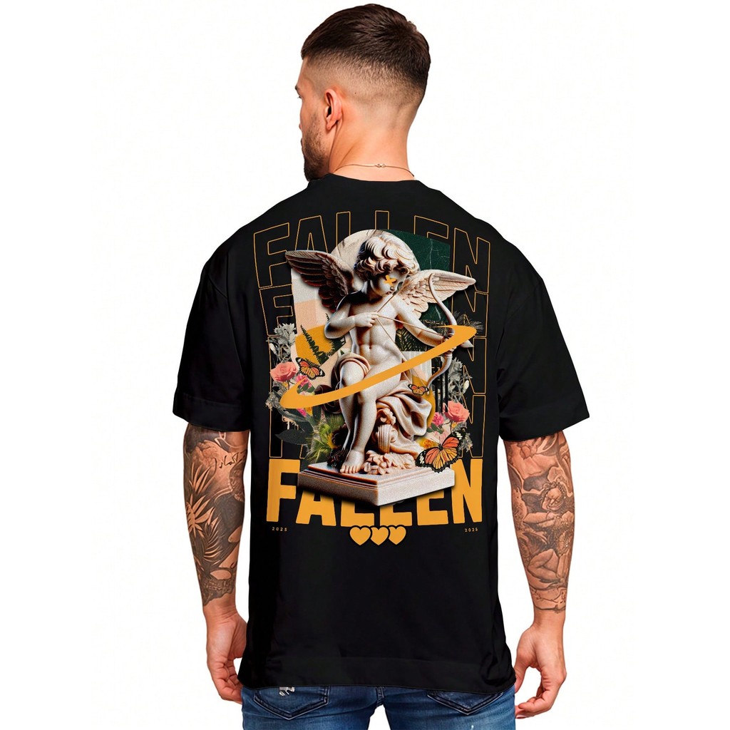 Camisa Camiseta Oversized Streetwear Cupido Anjo Fallen Cupid Premium Fio 30.1penteado 100% Algodão ref-000010