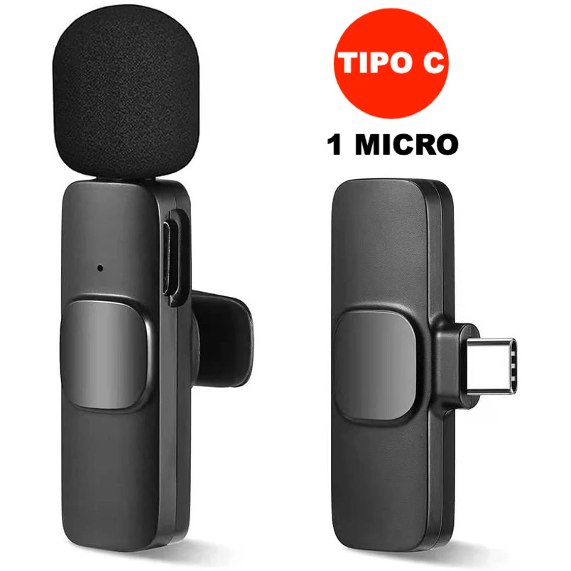 Microfone de Lapela Sem Fio K9 Vlog Compatível iPhone e Tipo C