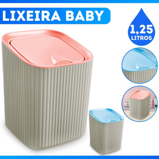 Lixeira 1,25 Litros Baby Quarto Bebê Plástica Azul ou Rosa - FULL