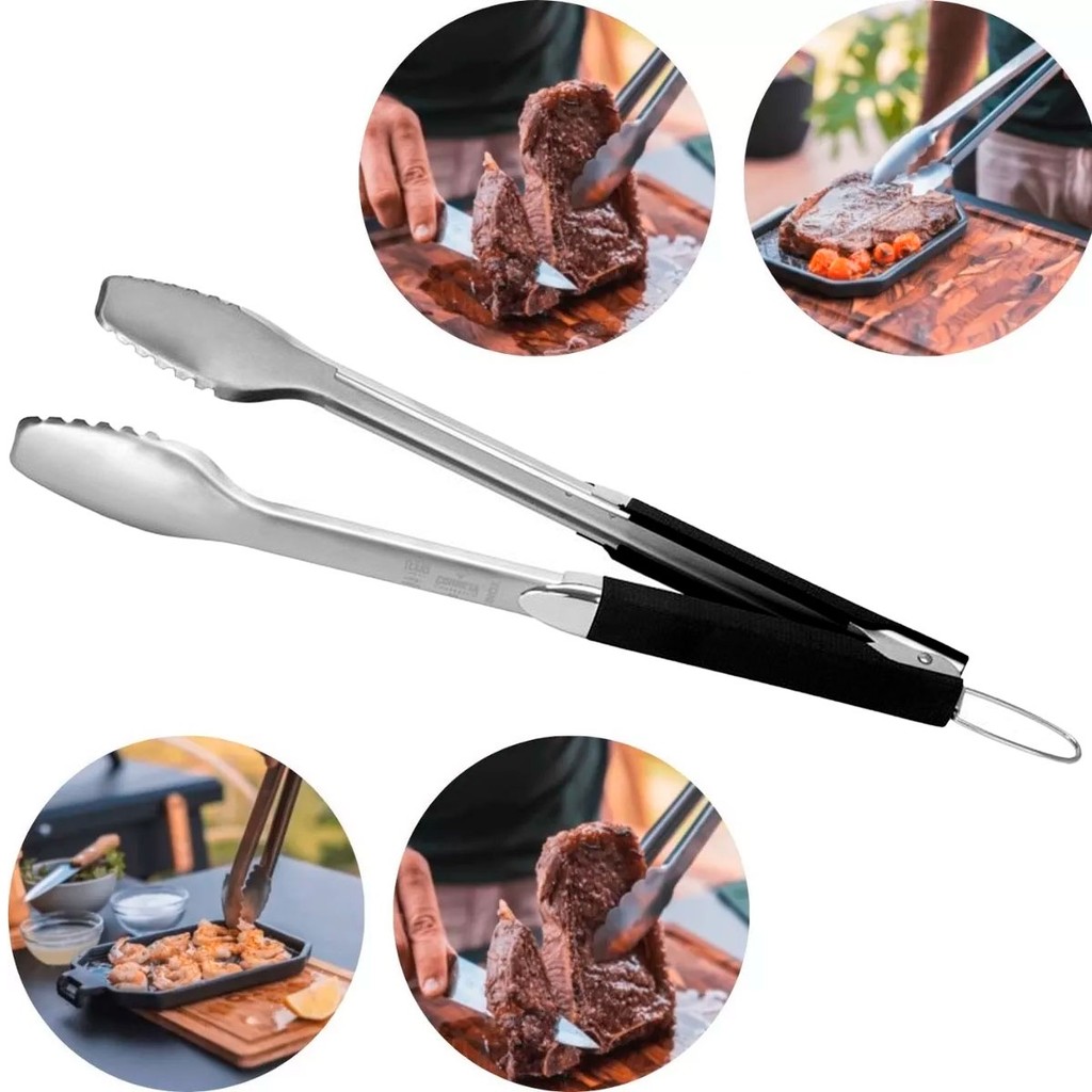 Pegador De Carne Pinça Para Churrasco 45cm Inox Corneta em Oferta na Shopee