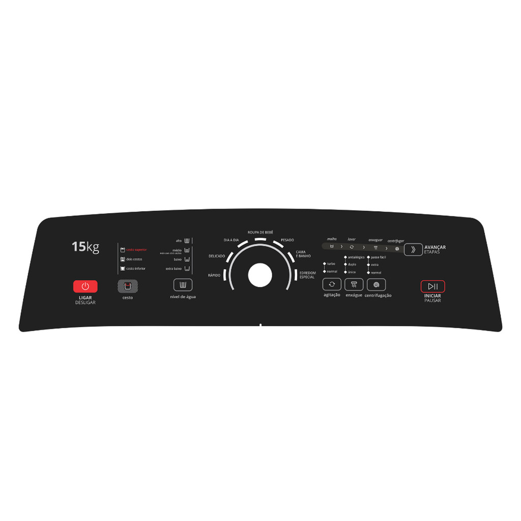 PAINEL DECORATIVO ADESIVO PARA BRASTEMP 15 KG BWD15A9  (PRETO METALICO)
