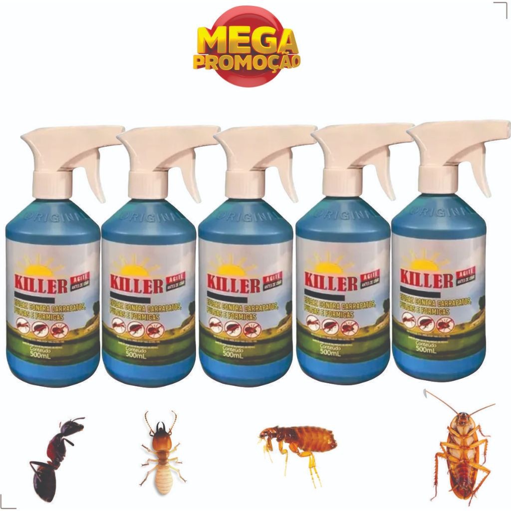 Veneno para Barata Formiga Cupim Pulgas e Carrapatos Killer Inseticida 250ml - 500ml