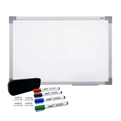 Quadro Branco Lousa 120x90 Stalo UV Moldura Alumínio Soft + Kit 4 Marcadores e Apagador