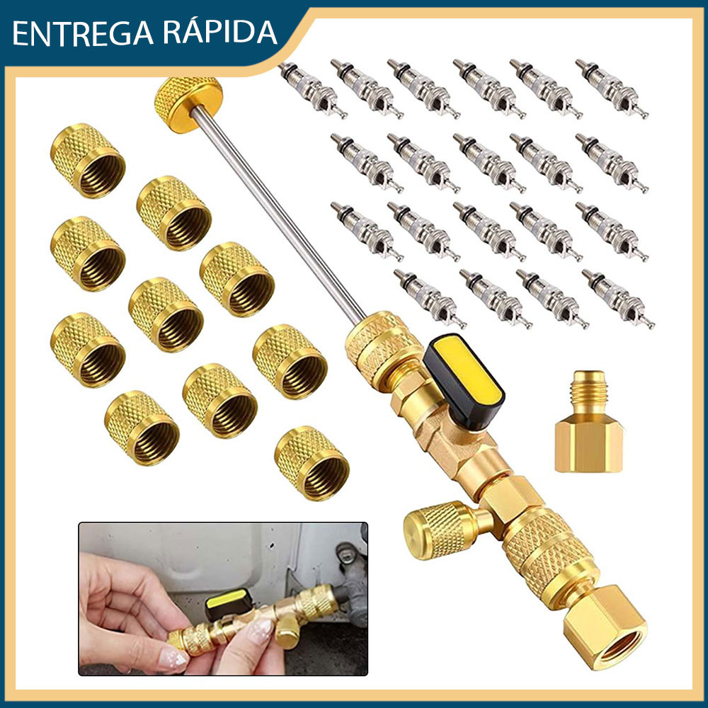 Tubo de ar condicionado R22 R410A R404A R407C Chave de desmontagem do núcleo da válvula de ar condicionado do carro