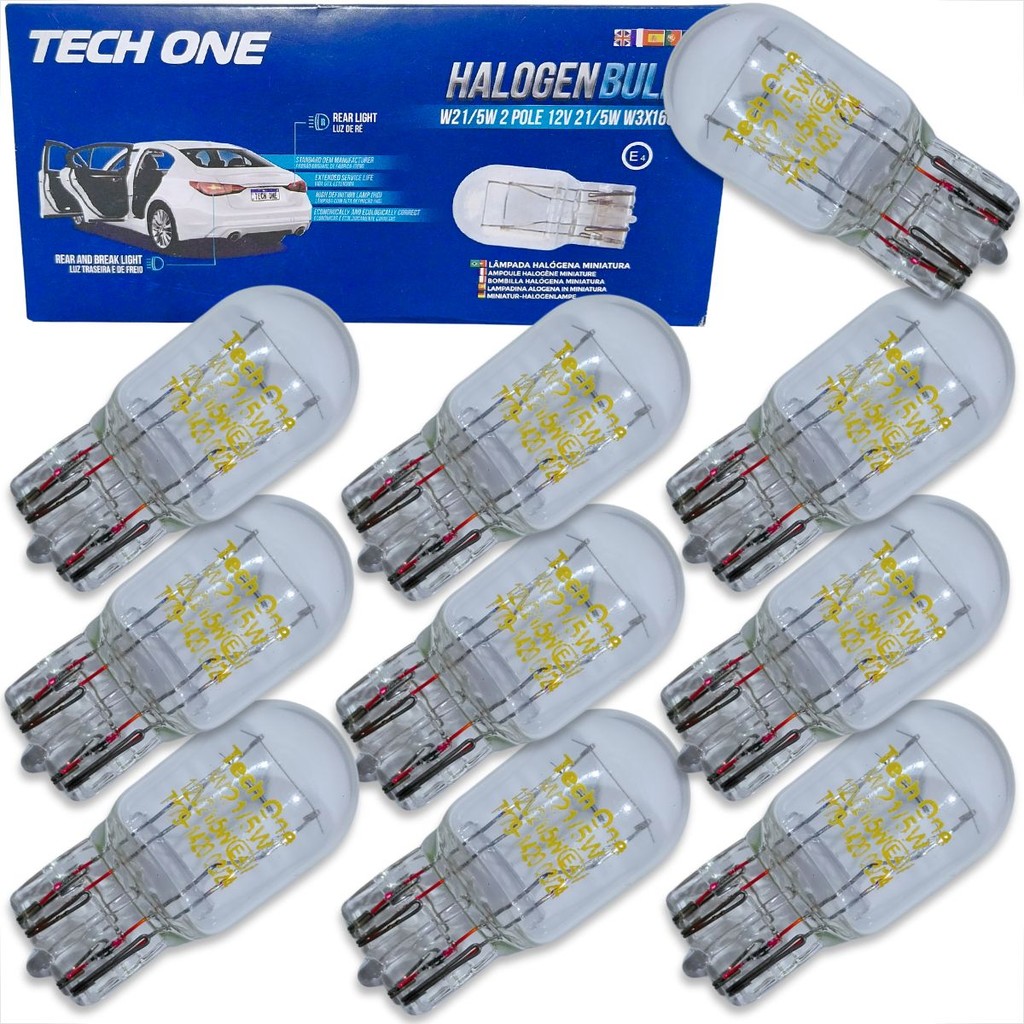KIT 10 LÂMPADAS AUTOMOTIVA T20 2 POLOS HALÓGENA 12V 7443 W215W W3X16Q