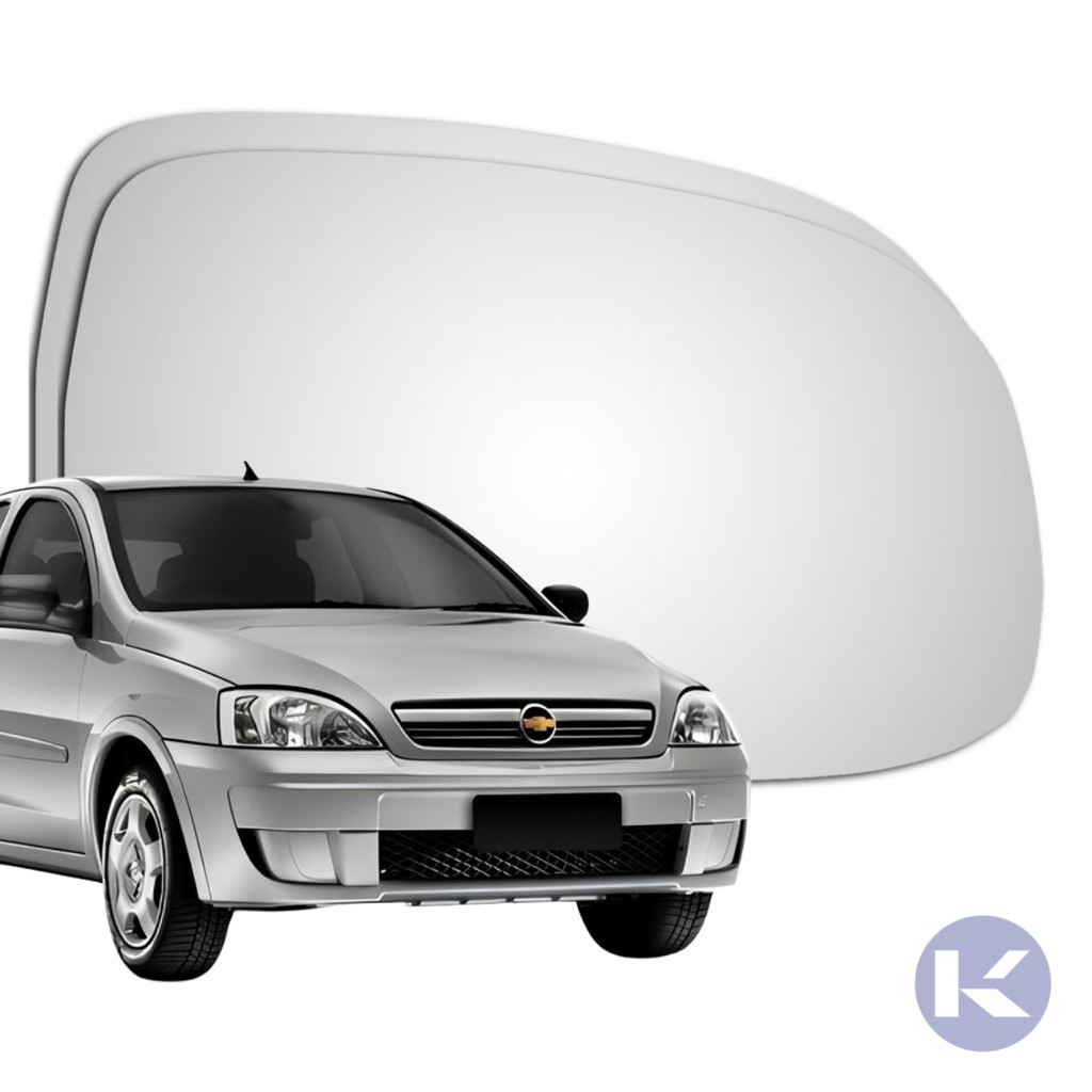 Lente Espelho Retrovisor Convexo Metalizado Com Base Corsa 2002 a 2012 Montana 2002 a 2010