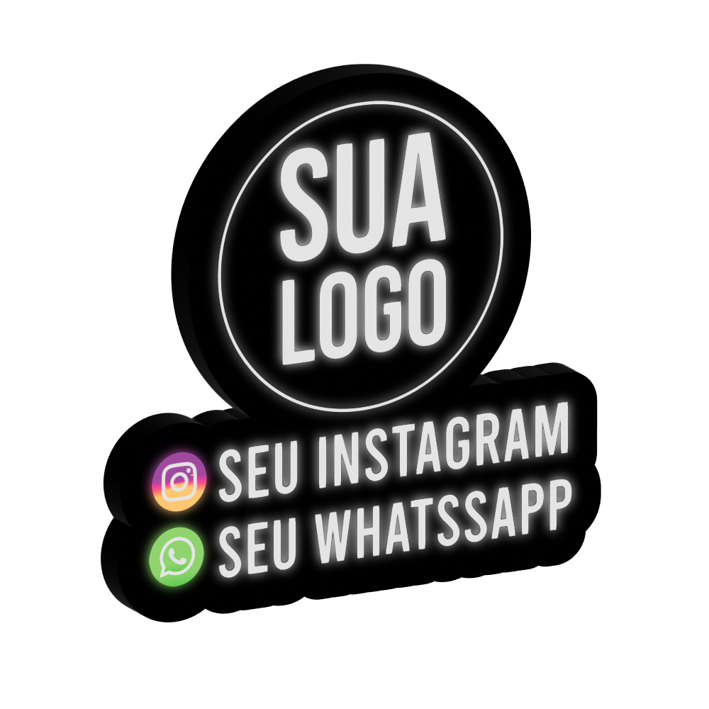 Luminoso Personalizado - Sua Logo e Seu Instagram E Whatsapp em Oferta na Shopee