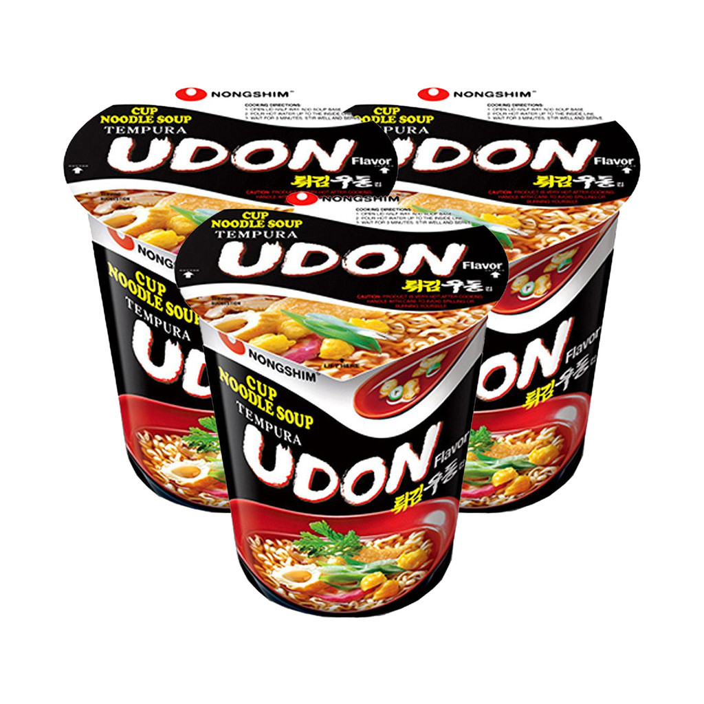 Lamen Coreano Udon Tempura Cup Noodle Soup 62g - Kit 3 Unidades