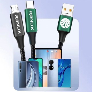 Cabo Carregador e Dados USB Type-C & Micro-USB 3.1A - Renux