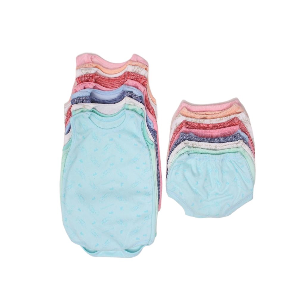 KIT 4 peças Conjunto Body Regata e Tapa Fralda Estampado para bebê menino menina verão. Canelado
