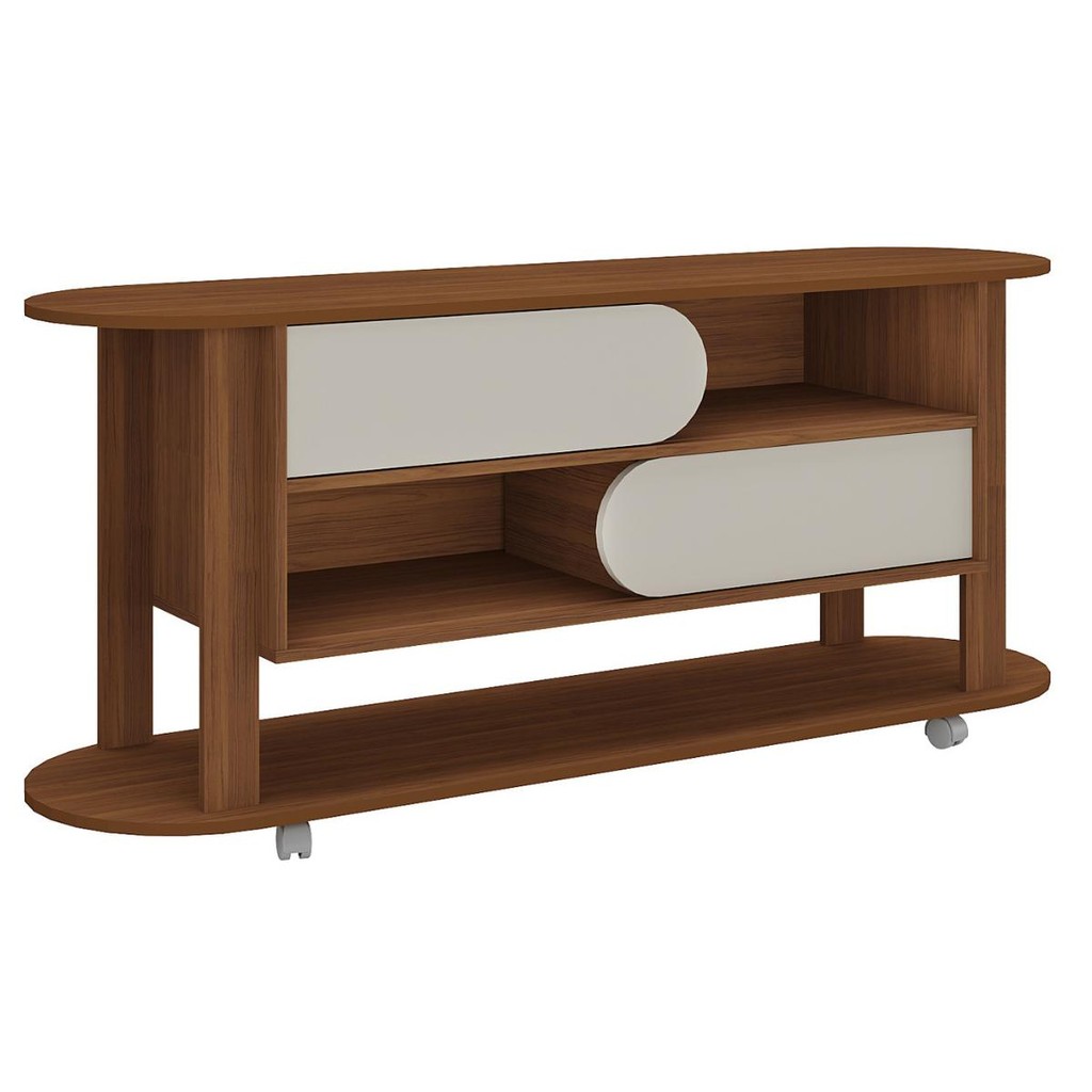 Rack para TVs de 65' 4 Rodízios Verê Cedro Off White em Oferta na Shopee