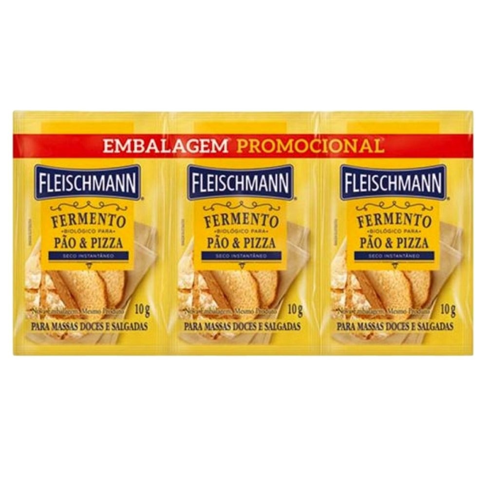 Fermento Biológico Fleischmann Seco Instantâneo 30g, Leve 3 Pague 2 - Embalagem 16 Unidades em Oferta na Shopee