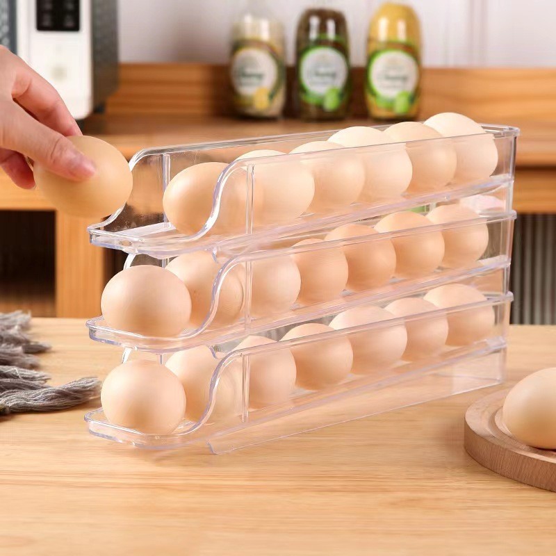 Porta Ovos de 3 andares Bandeja Dispenser Rolante Organizadora ate 21 Un. em Oferta na Shopee