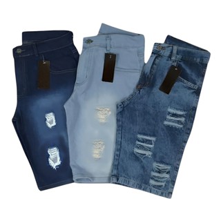 KIT 3 Shorts masculinos Bermuda Jeans rasgados Estilo fashion masculino Outlet de fábrica em Oferta na Shopee