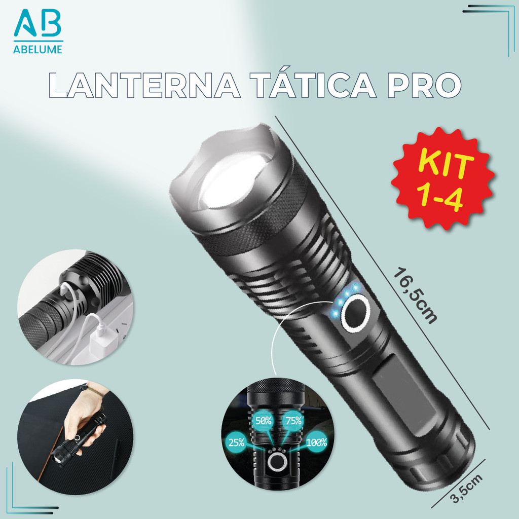 Super Lanterna Titanium Led Tática Militar Recarregável USB Ultra Potente a Prova Dágua em Oferta na Shopee