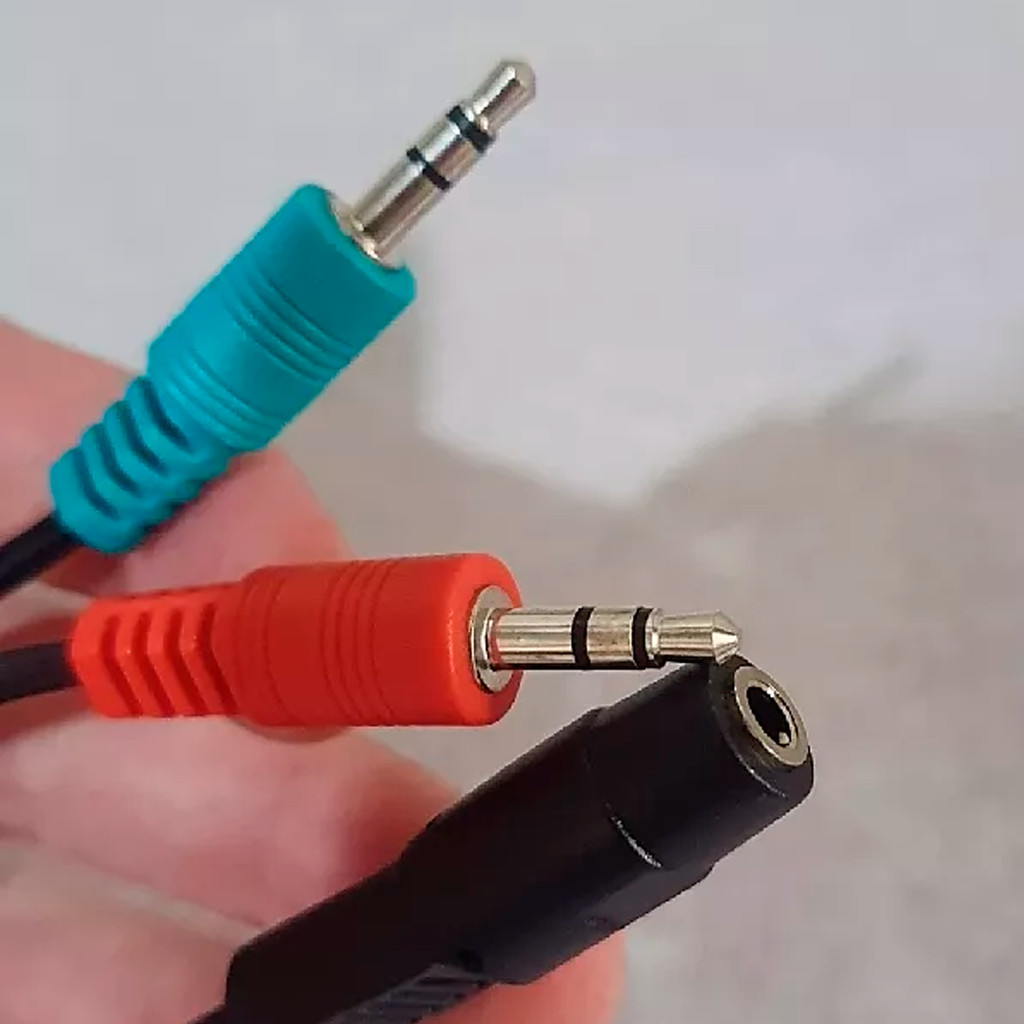 Detalhes do Cabo Adaptador P3 Fêmea Para 2 P2 Macho Microfone Fone De Ouvido Headset 20cm - Chipsce