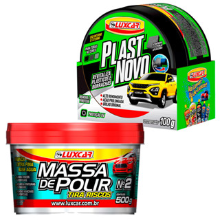 Massa de Polir Tira Riscos Recupera Pintura Queimada 500g + Renova Plástico Borracha 100g - Luxcar em Oferta na Shopee