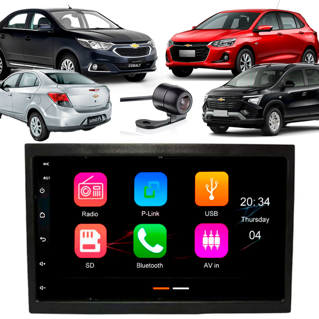 Central Multimídia 7" Polegadas Onix Prisma Cobalt Spin CarPlay/Android Auto Moldura Câmera de Ré - Automobiles