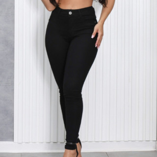 Calça Preta Feminina Jeans Premium Premium Cintura alta,com Lycra Elastano modelagem levanta Estilo Casual Chique