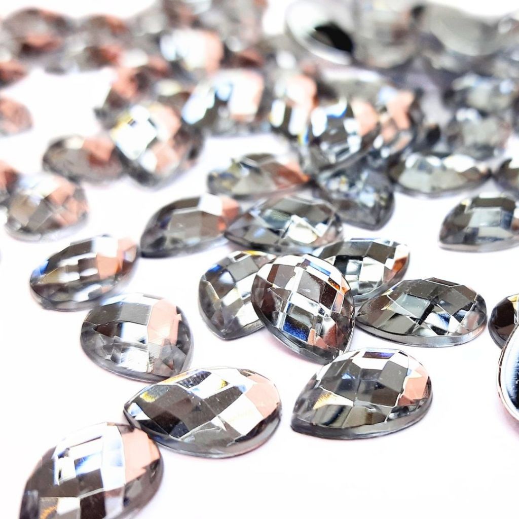 Chaton Gota 10x14mm - Cristal - Base Reta em Oferta na Shopee