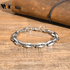 Pulseira De Corrente De Ligação De Aço Inoxidável Vnox Para Homens , Personalidade Punk Rock Com Artesanal , Presentes D