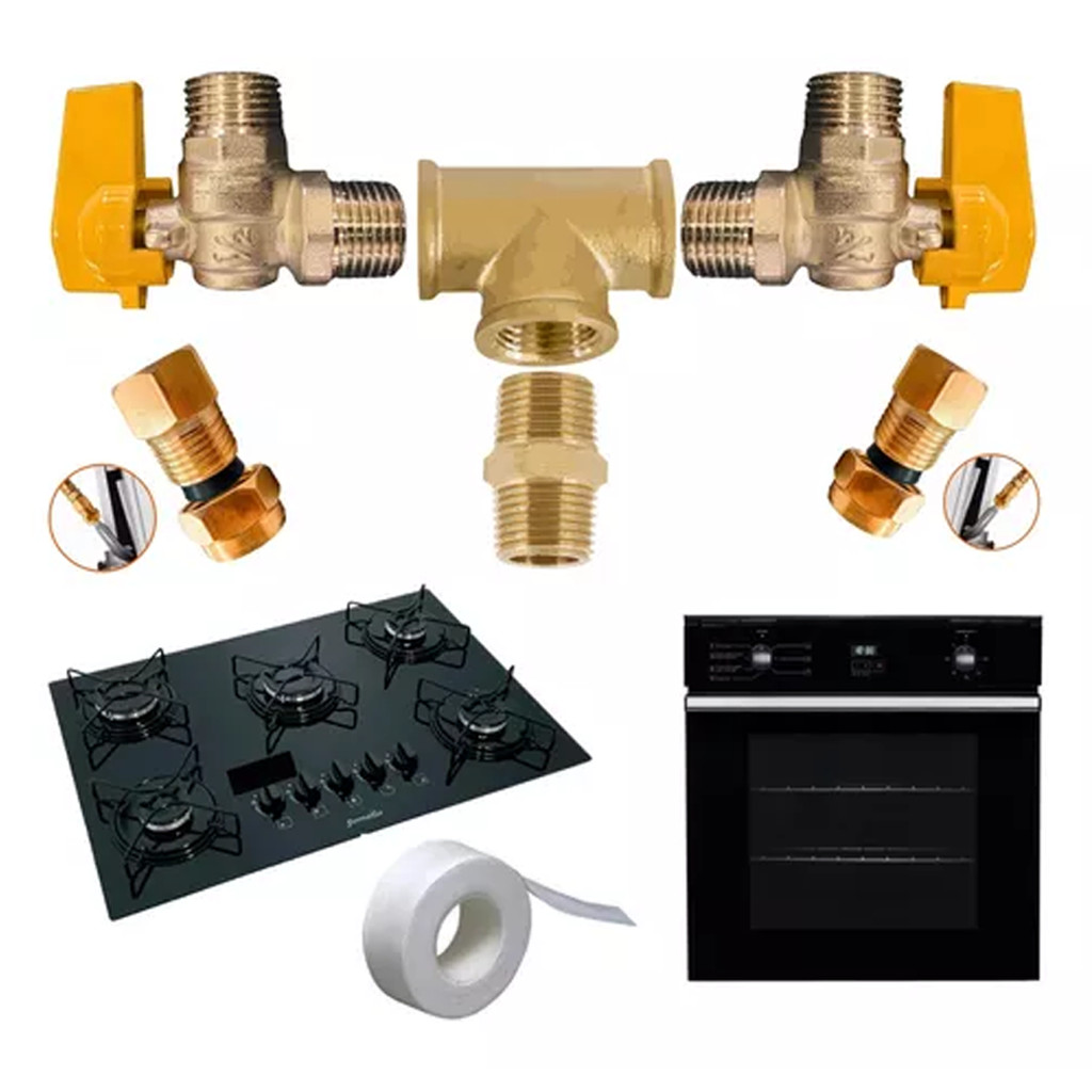 Kit Conexões Dupla Instalação Gás Cooktop Forno Gn E Glp