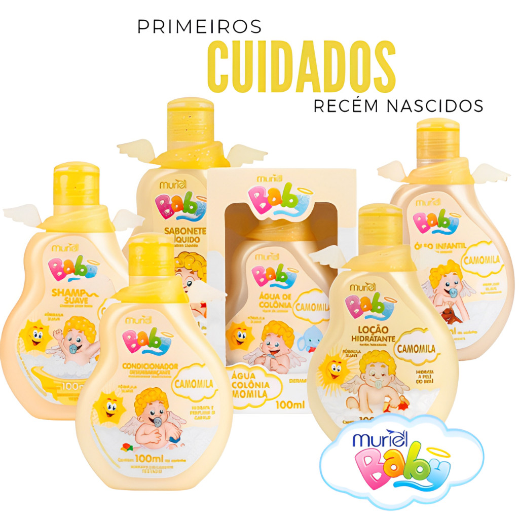 kit Shampoo + Cond + sab Líquido + colônia + Hidratante + Óleo Infantil - Muriel Baby CAMOMILA 100ml