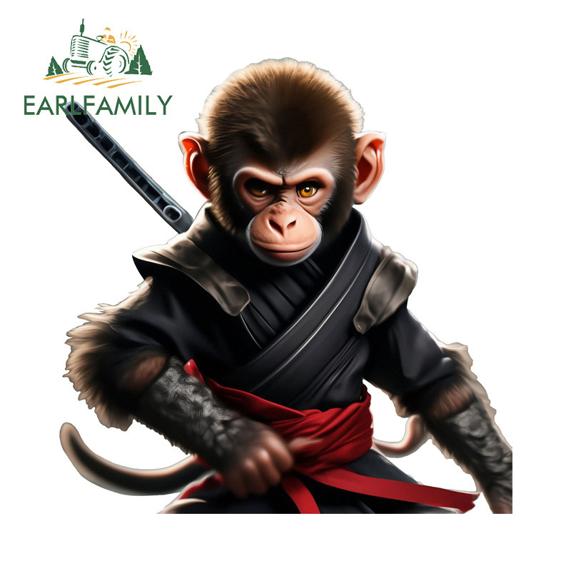 EARLFAMILY 13cm Gorila Samurai Meio Corpo Adesivos De Carro Motocicleta Bagagem Capacete Janelas JDM Decalques De Vinil